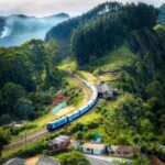 photo of railway on mountain near houses